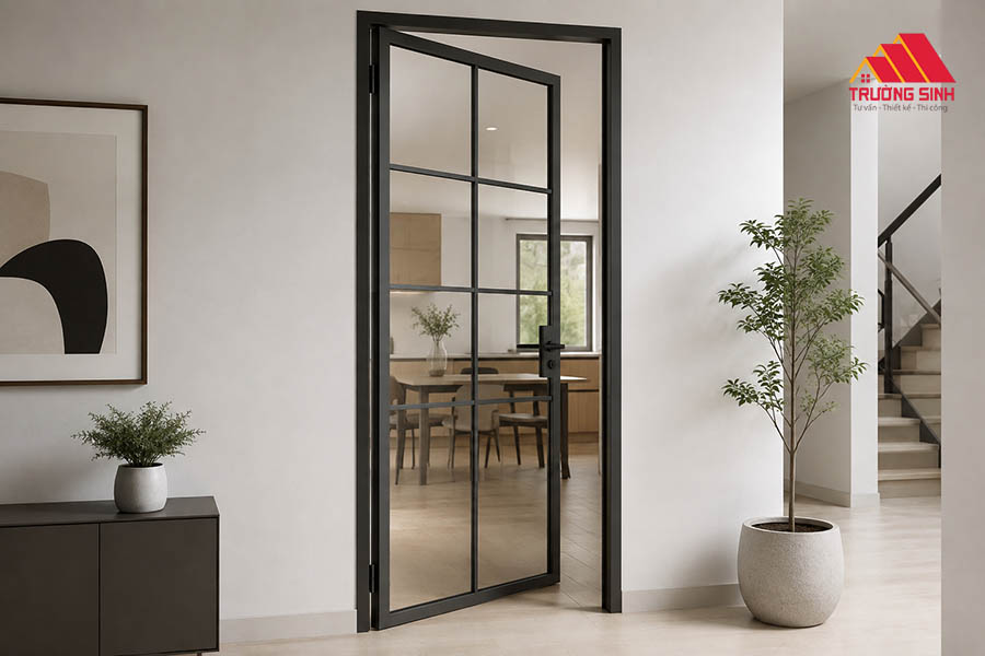 Cửa nhôm 1 cánh chia ô phù hợp với nhiều khu vực